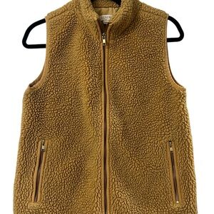 J.Crew Women's Sherpa Zip Up Vest with side Pockets Mustard Yellow Color- Size S